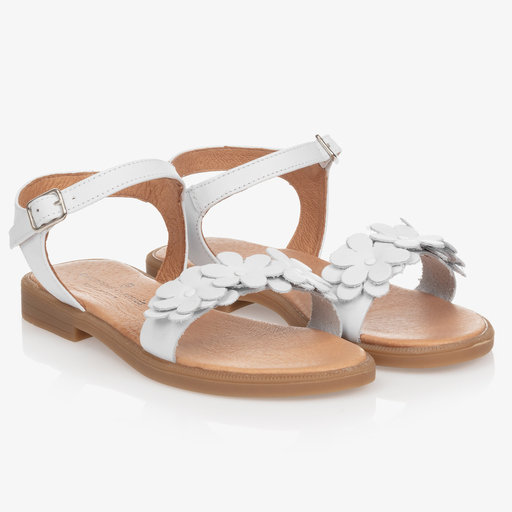 Children's Classics-Girls White Leather Sandals | Childrensalon