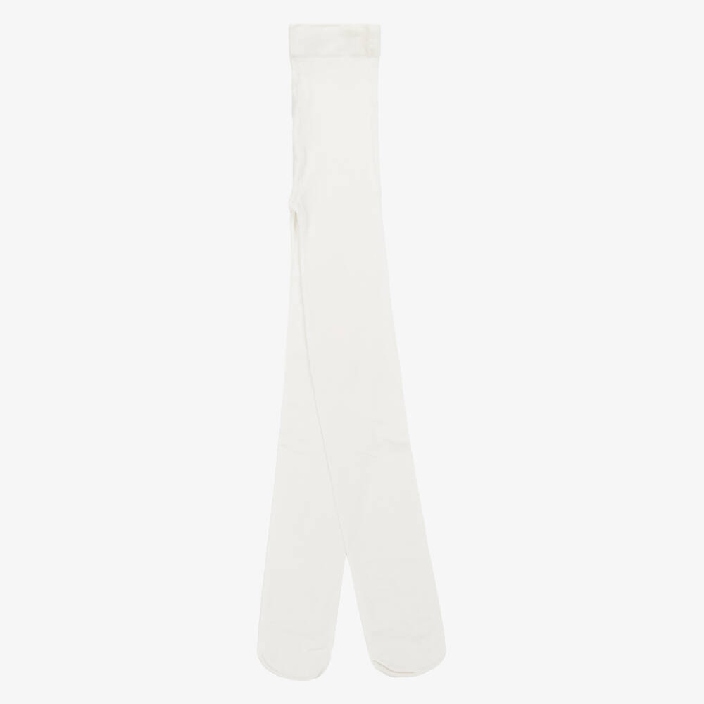 Country Kids-Girls Ivory Microfibre Opaque Tights | Childrensalon