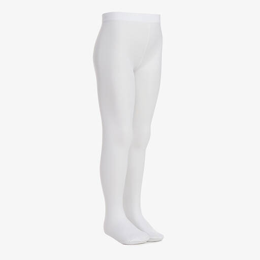 Country Kids-Girls White Microfibre Opaque Tights | Childrensalon
