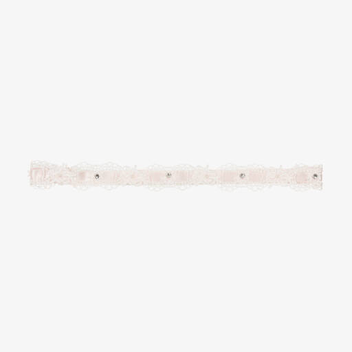 Cute Cute-Baby Girls Pale Pink Lace & Diamanté Headband | Childrensalon