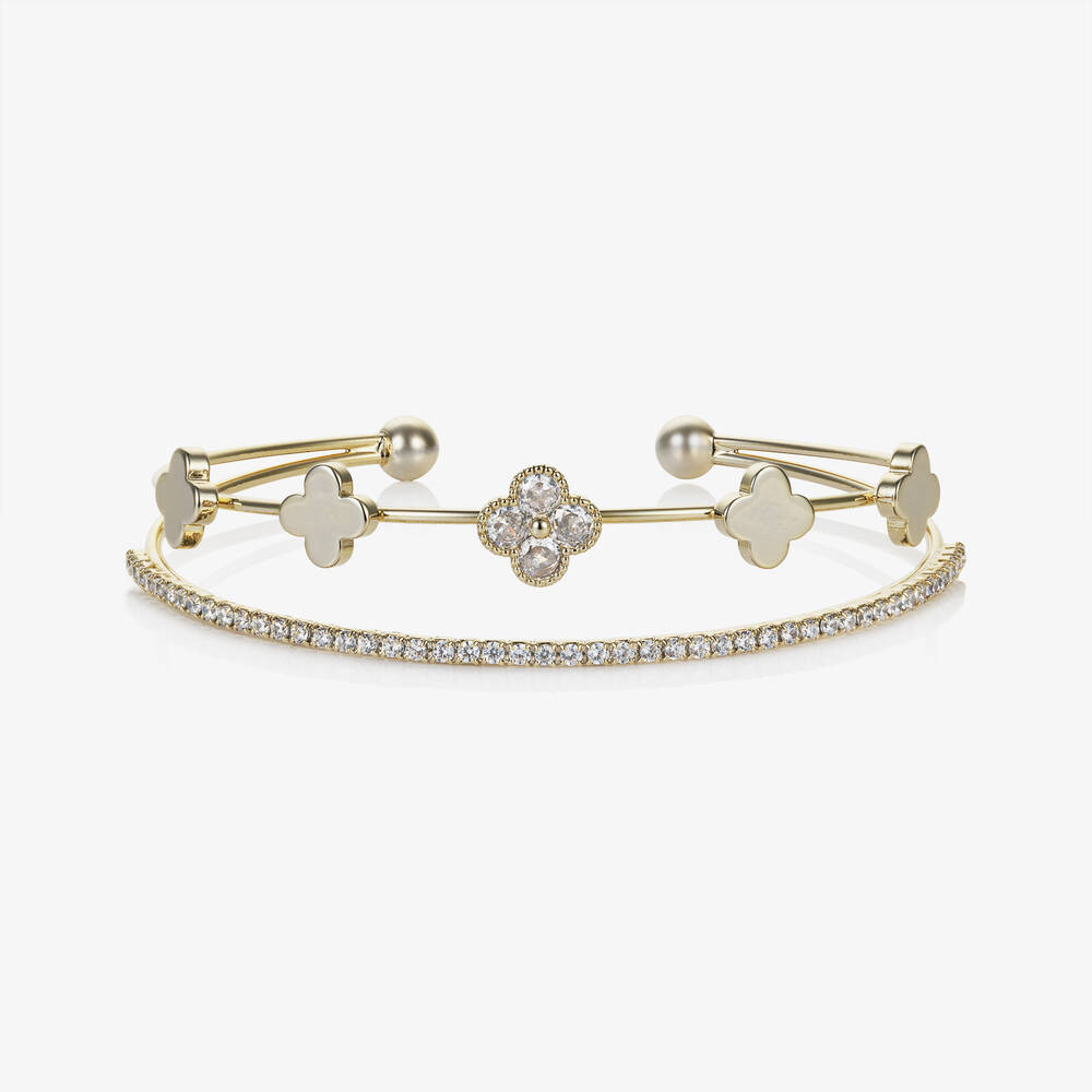 David Charles-Girls Gold Clover Bracelet | Childrensalon