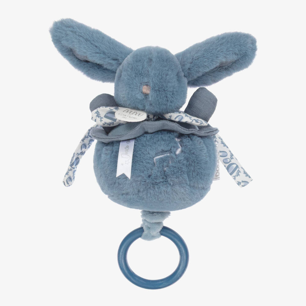 Doudou et Compagnie-Blue Bunny Soft Musical Pull Toy (20cm) | Childrensalon