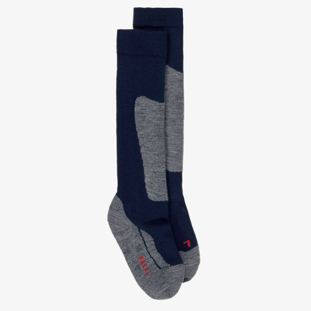 Falke-Navy Blue & Grey Active Ski Socks | Childrensalon