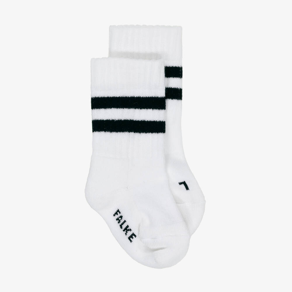 Falke-White & Black Striped Sports Socks | Childrensalon