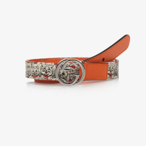 Gucci-Girls Cat Print G Logo Belt | Childrensalon