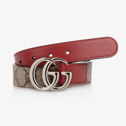 Gucci-Red Leather GG Belt | Childrensalon