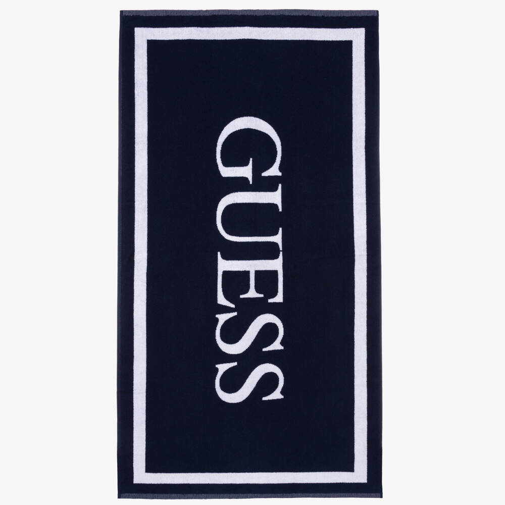Guess-Blue Cotton Towelling Logo Towel (142cm) | Childrensalon