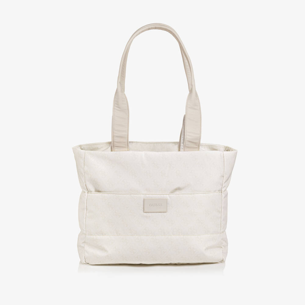 Guess-Pale Beige 4g Logo Baby Changing Bag (34cm) | Childrensalon