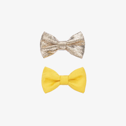 Hucklebones London-Girls Yellow & Gold Hair Clips (2 Pack) | Childrensalon