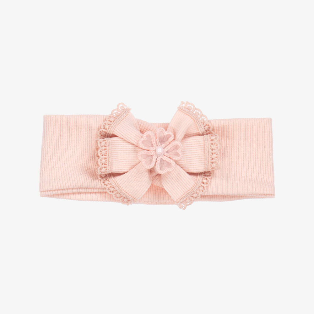 Jamiks-Baby Girls Rose Pink Cotton Bow Headband | Childrensalon