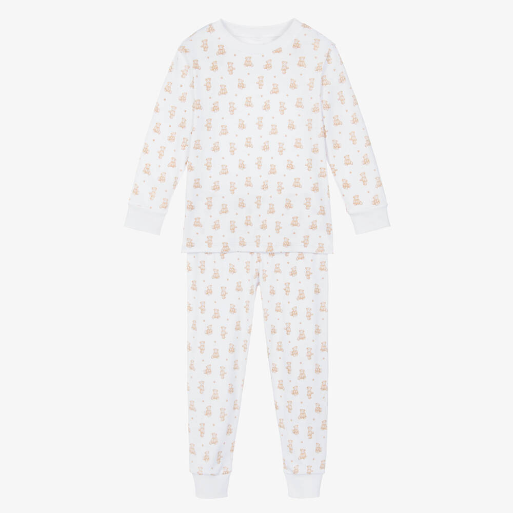 Kissy Kissy-White Pima Cotton Teddy Bedtime Pyjamas | Childrensalon