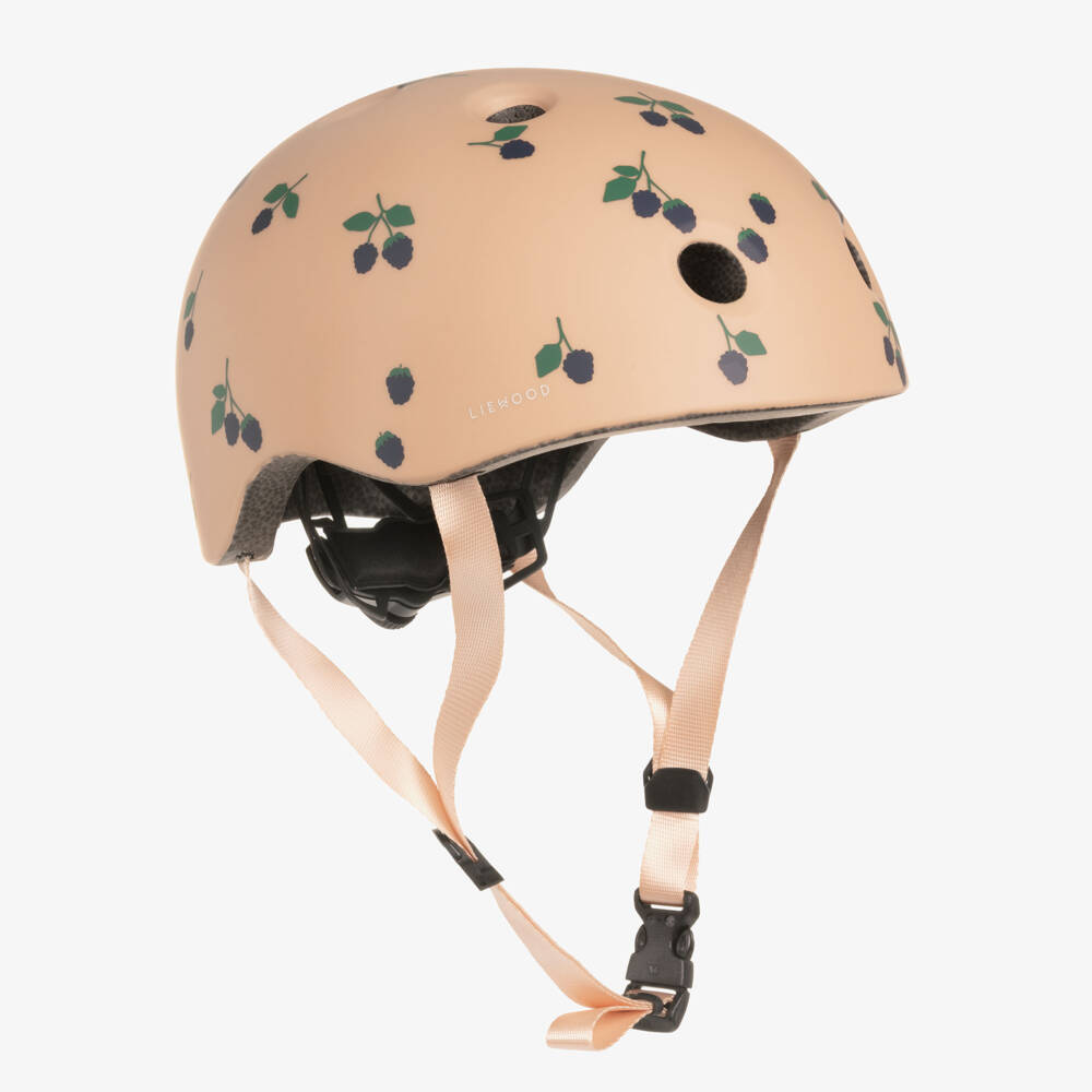 Liewood-Girls Dusky Pink Berry Print Bike Helmet | Childrensalon