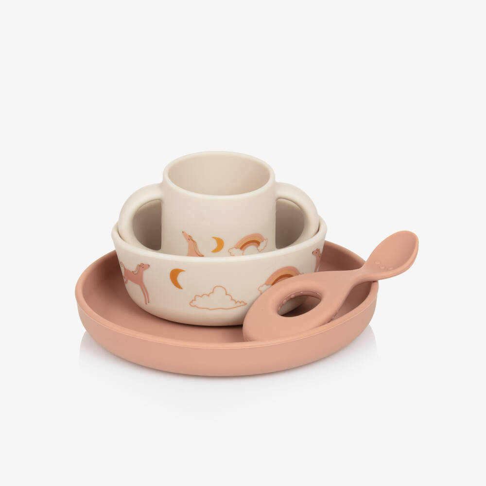 Liewood-Ivory & Pink Dream Tableware Set (4 Pieces) | Childrensalon