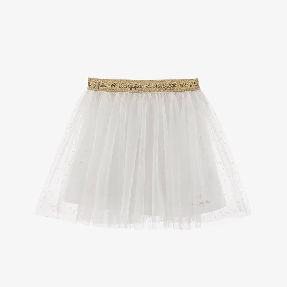 Lili Gaufrette-Girls Ivory Spotted Tulle Skirt | Childrensalon