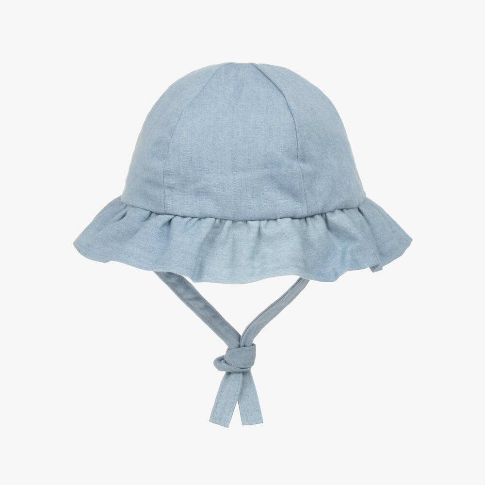 Mayoral Newborn-Baby Girls Blue Cotton Sun Hat | Childrensalon
