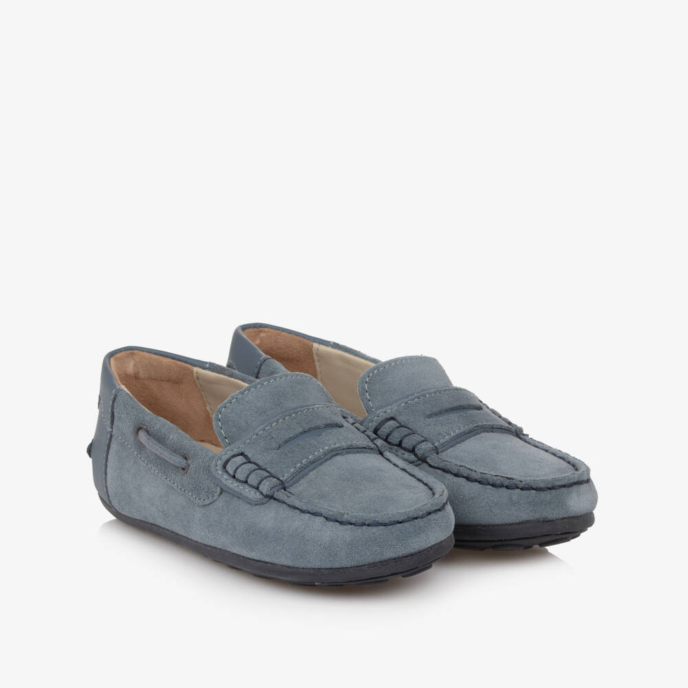 Mayoral-Boys Blue Suede Moccasin Shoes | Childrensalon