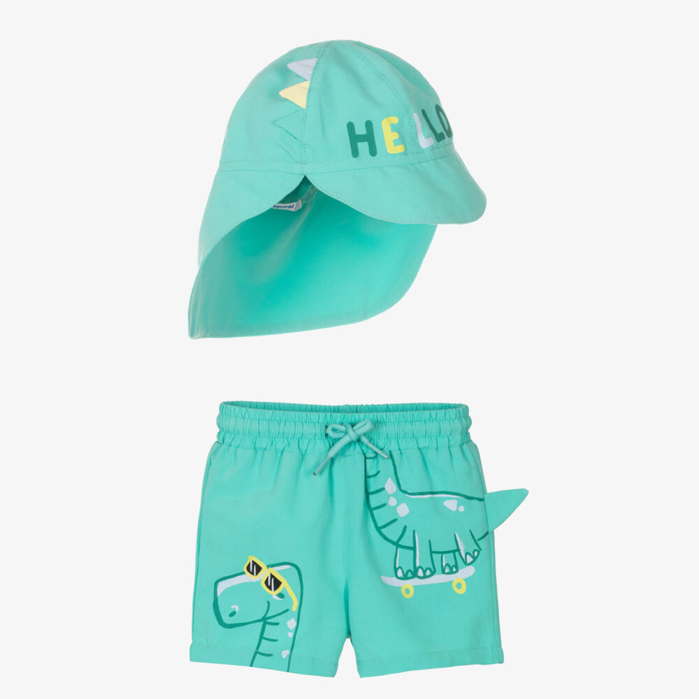 Mayoral-Boys Green Dinosaur Swim Set (UPF40+) | Childrensalon