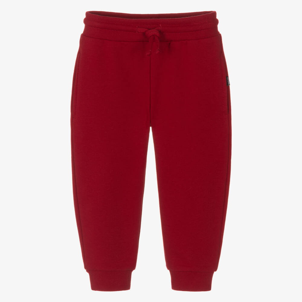 Mayoral-Boys Red Cotton Jersey Drawstring Joggers | Childrensalon