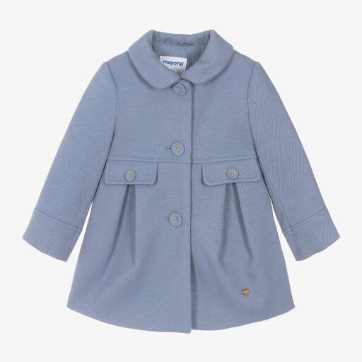 Mayoral-Girls Blue Felted Coat | Childrensalon