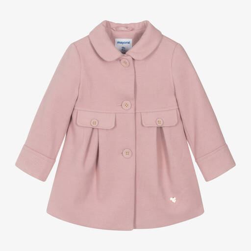 Mayoral-Girls Pink Felted Coat | Childrensalon