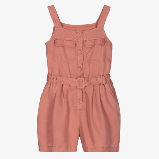 Mayoral-Girls Pink Viscose Playsuit | Childrensalon