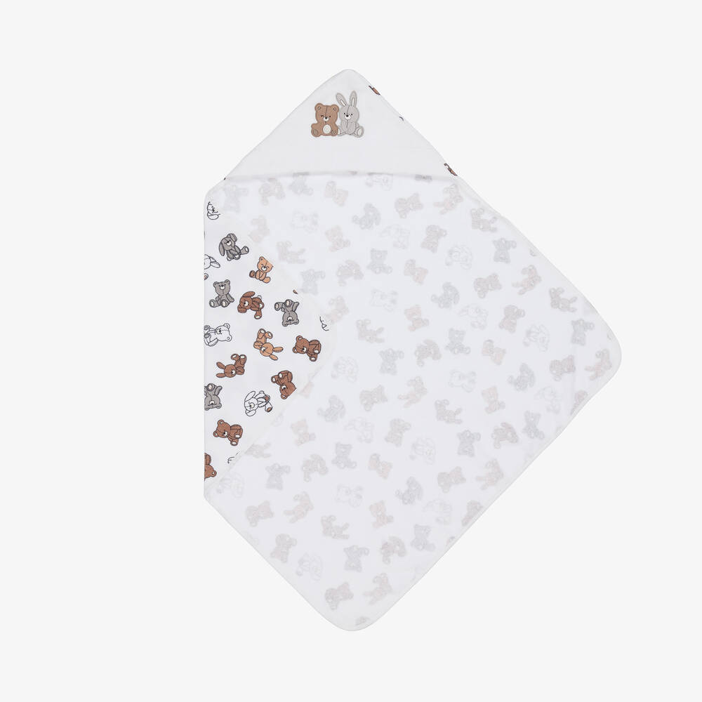 Mayoral Newborn-Ivory Cotton Hooded Baby Towel (85cm) | Childrensalon