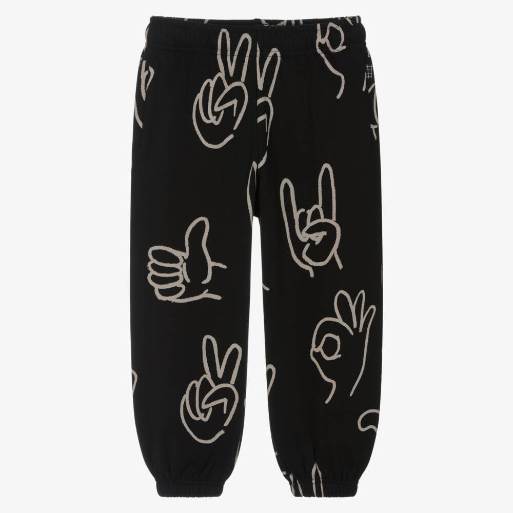 Molo-Black Organic Cotton Positive Hands Joggers | Childrensalon