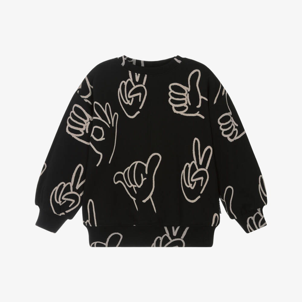 Molo-Black Organic Cotton Positive Hands Sweatshirt | Childrensalon