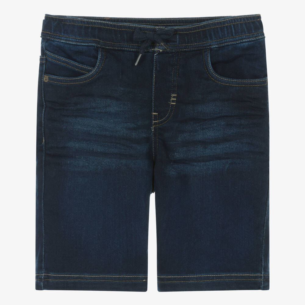 Molo-Boys Dark Blue Denim Drawstring Shorts | Childrensalon