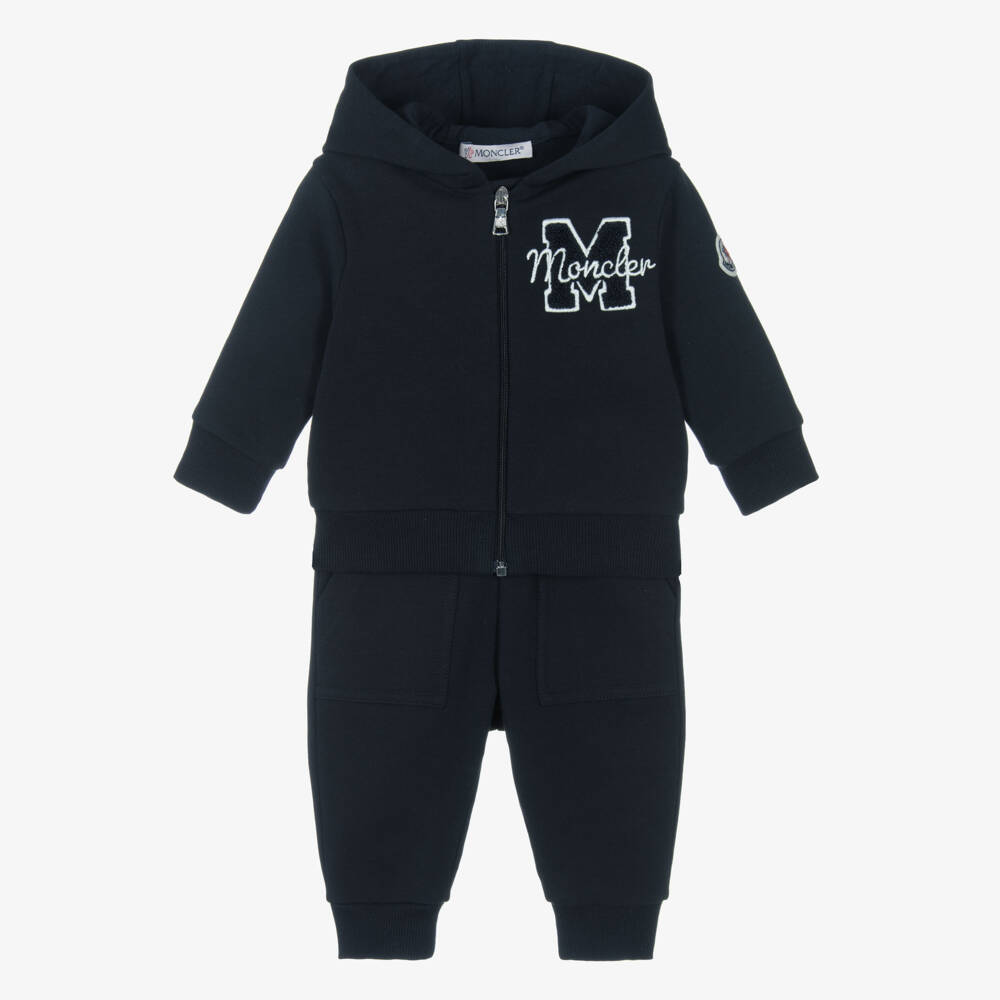 Moncler Enfant-Boys Navy Blue Cotton Hooded Tracksuit | Childrensalon