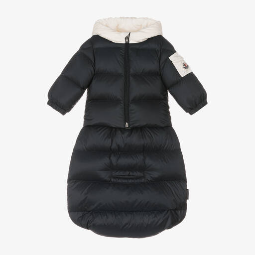 Moncler Enfant-Navy Blue Down Padded Baby Ueno Snowbag | Childrensalon