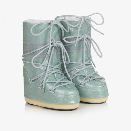 Moon Boot-Girls Blue Glitter Snow Boots | Childrensalon