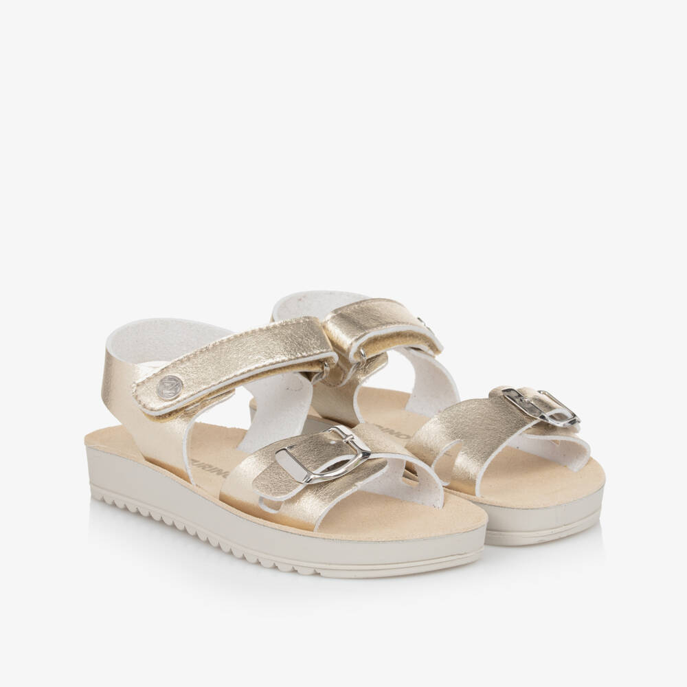 Naturino-Girls Metallic Gold Faux Leather Sandals | Childrensalon