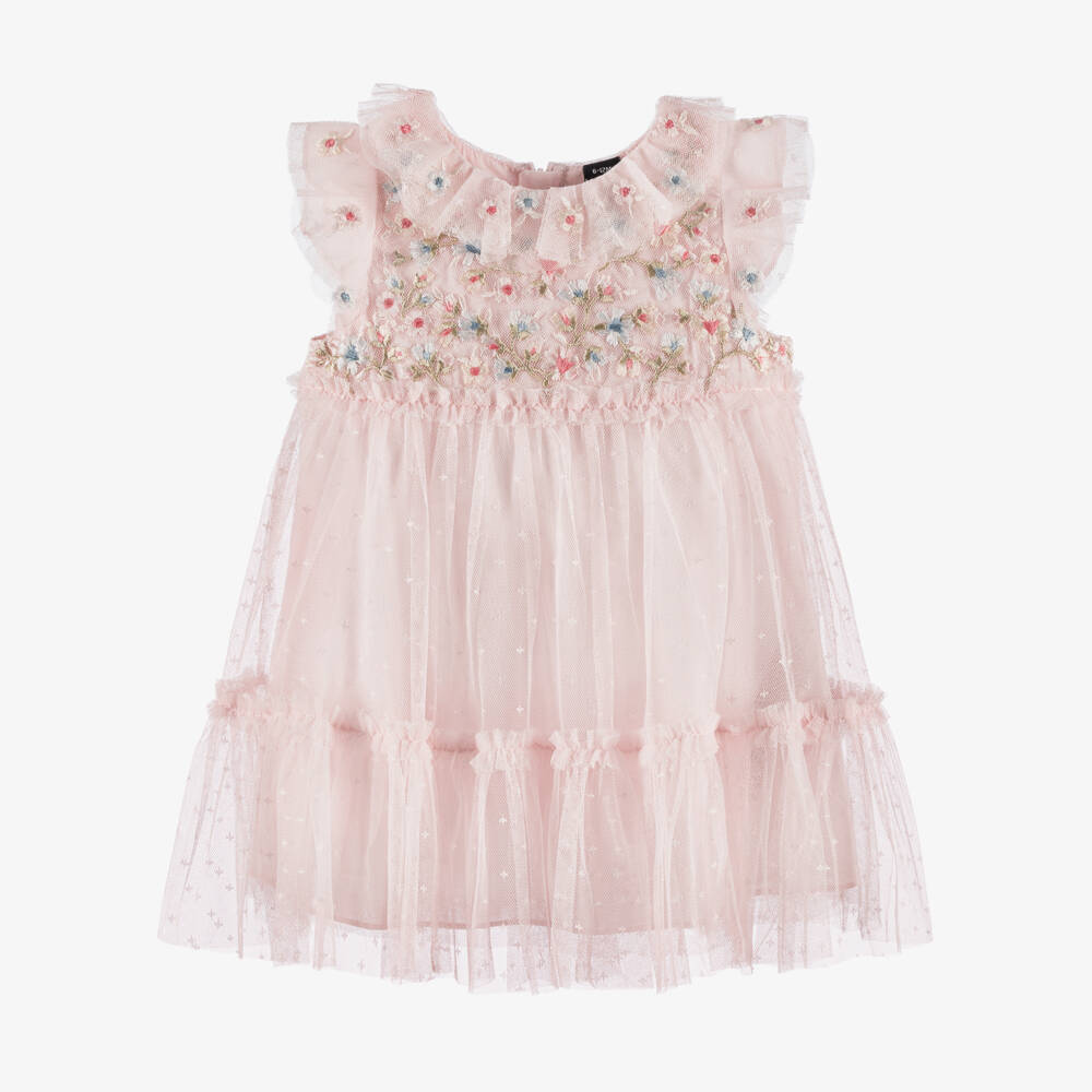 Needle & Thread-Baby Girls Pale Pink Embroidered Antoinettes Floral Dress | Childrensalon