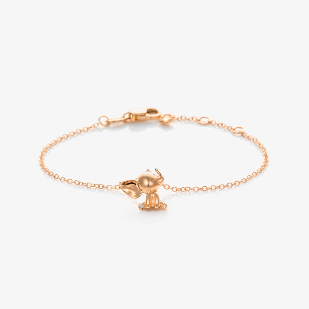 NOA Mini-18kt Rose Gold Diamond Elephant Bracelet | Childrensalon