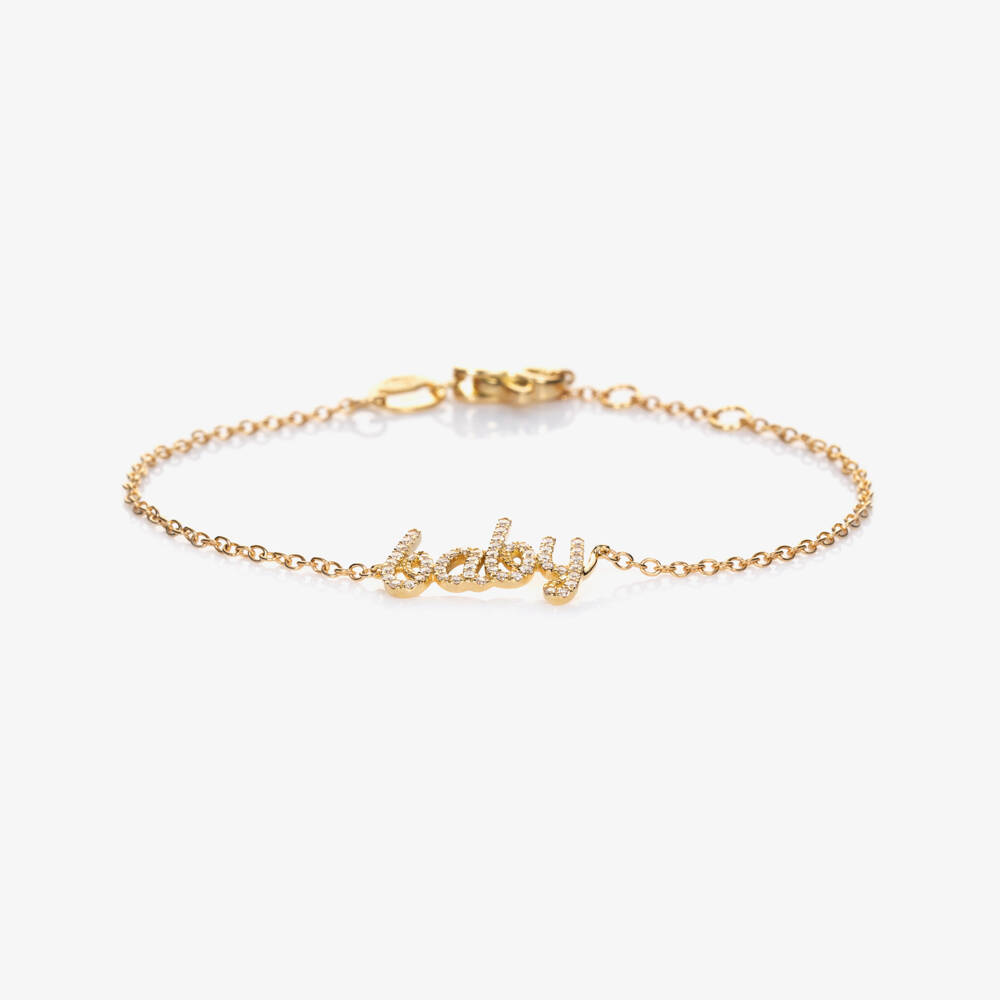 NOA Mini-18kt Yellow Gold Diamond Baby Bracelet | Childrensalon