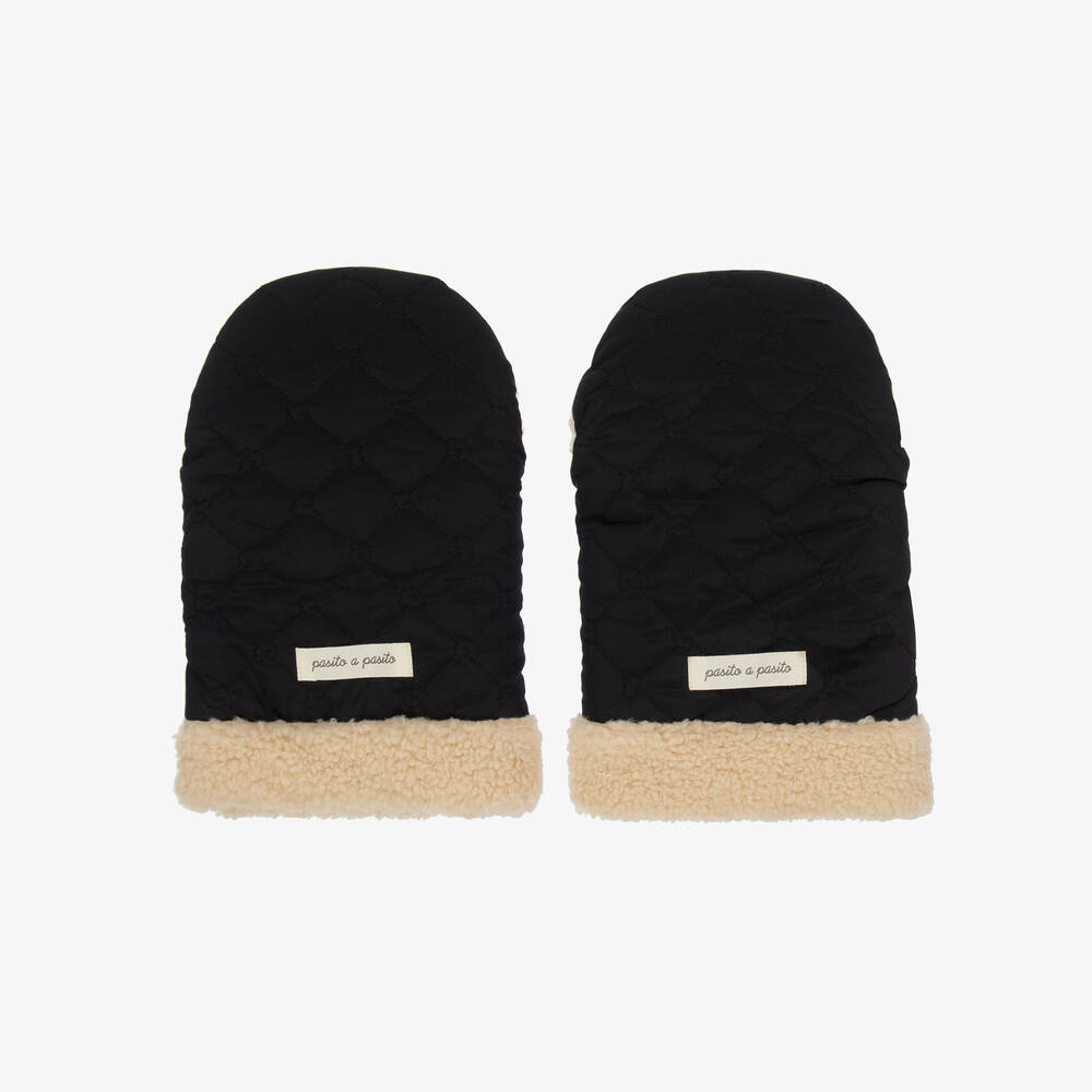 Pasito a Pasito-Black Quilted Stroller Mittens | Childrensalon