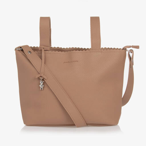 Pasito a Pasito-Brown Faux Leather Baby Organiser Bag (30cm) | Childrensalon