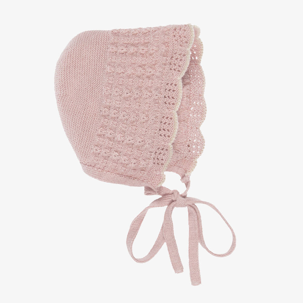 PAZ Rodríguez-Baby Girls Dusky Pink Cotton & Cashmere Knit Hat | Childrensalon