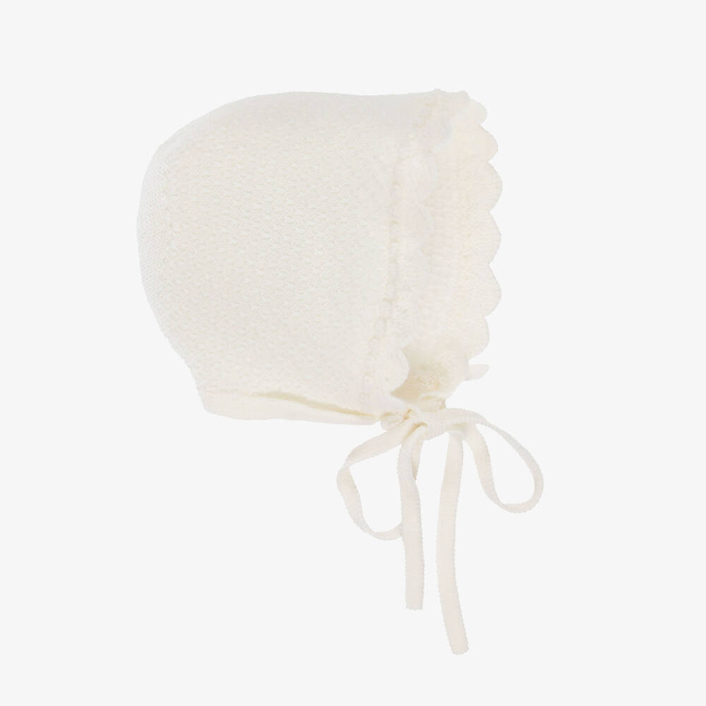 PAZ Rodríguez-Ivory Knitted Wool Bonnet | Childrensalon