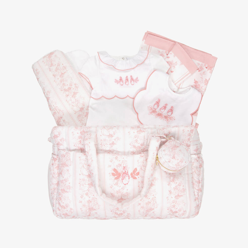 Peter Rabbit™ by Childrensalon-Pink Linen-Blend Weekend Changing Bag & Outfit Gift Set (42cm) | Childrensalon