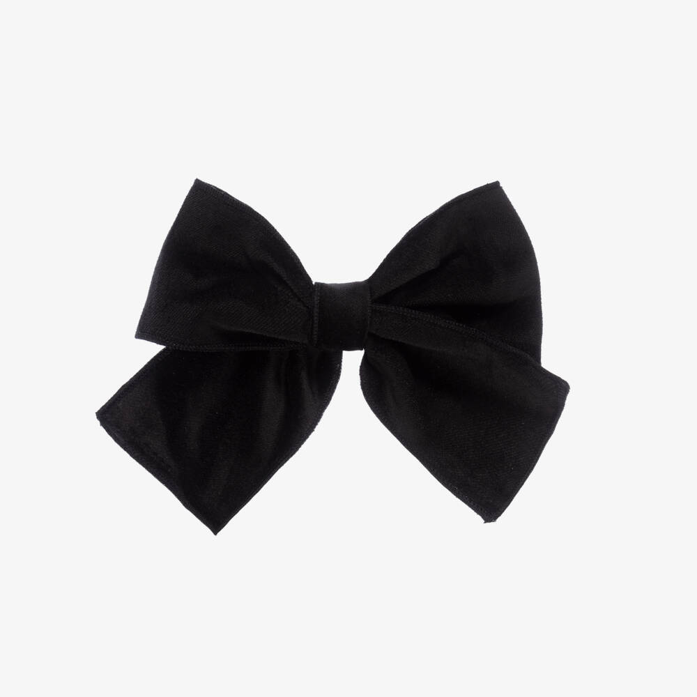 Phi Clothing-Girls Black Velvet Bow Hair Clip (16cm) | Childrensalon