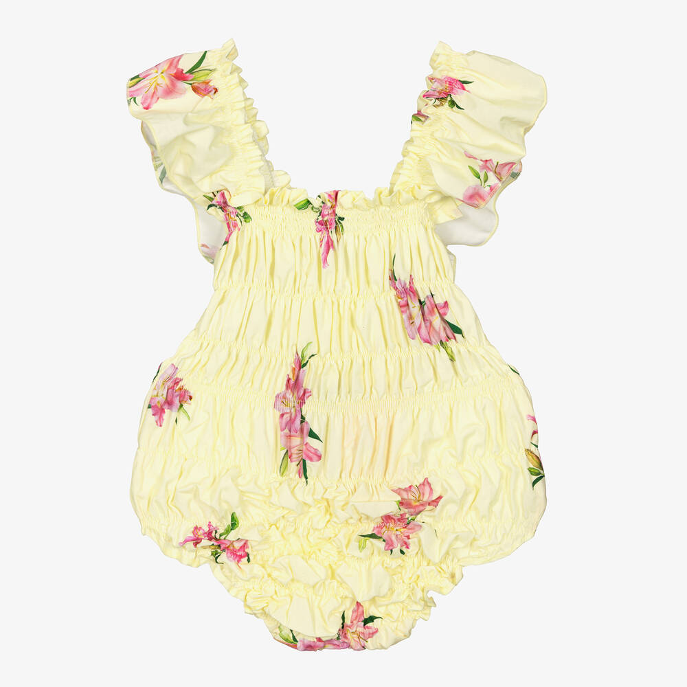 Phi Clothing-Girls Yellow Cotton Floral Shortie | Childrensalon