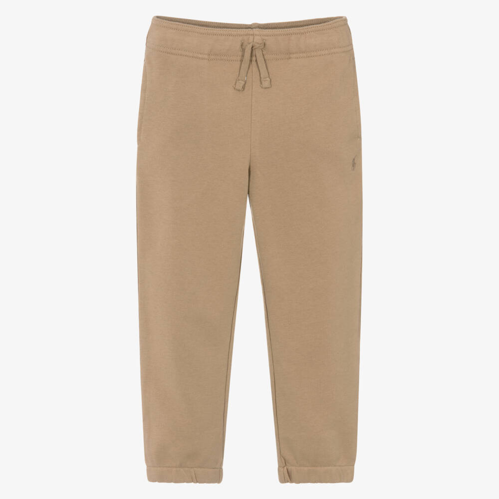 Ralph Lauren-Boys Beige Cotton Jersey Joggers  | Childrensalon