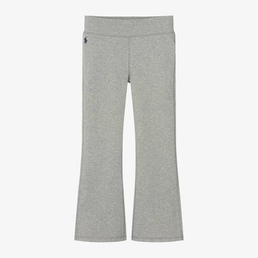 Ralph Lauren-Girls Grey Cotton Flared Leggings | Childrensalon