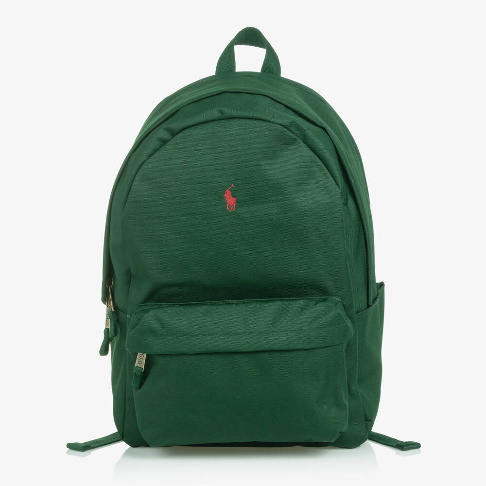 Ralph Lauren-Green Canvas Pony Logo Backpack (45cm) | Childrensalon