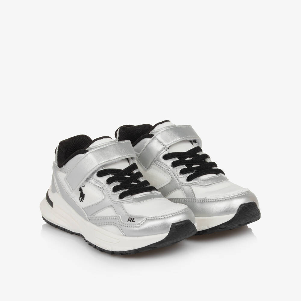 Ralph Lauren-White & Silver Trackster Trainers | Childrensalon
