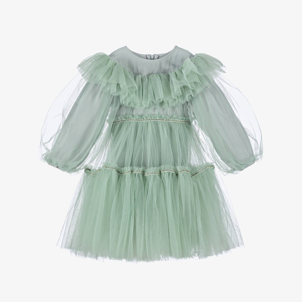 RaspberryPlum-Girls Sea Green Tulle Dress | Childrensalon