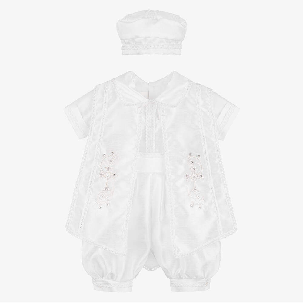 Sevva-Baby Boys White Ceremony Shorts Set | Childrensalon