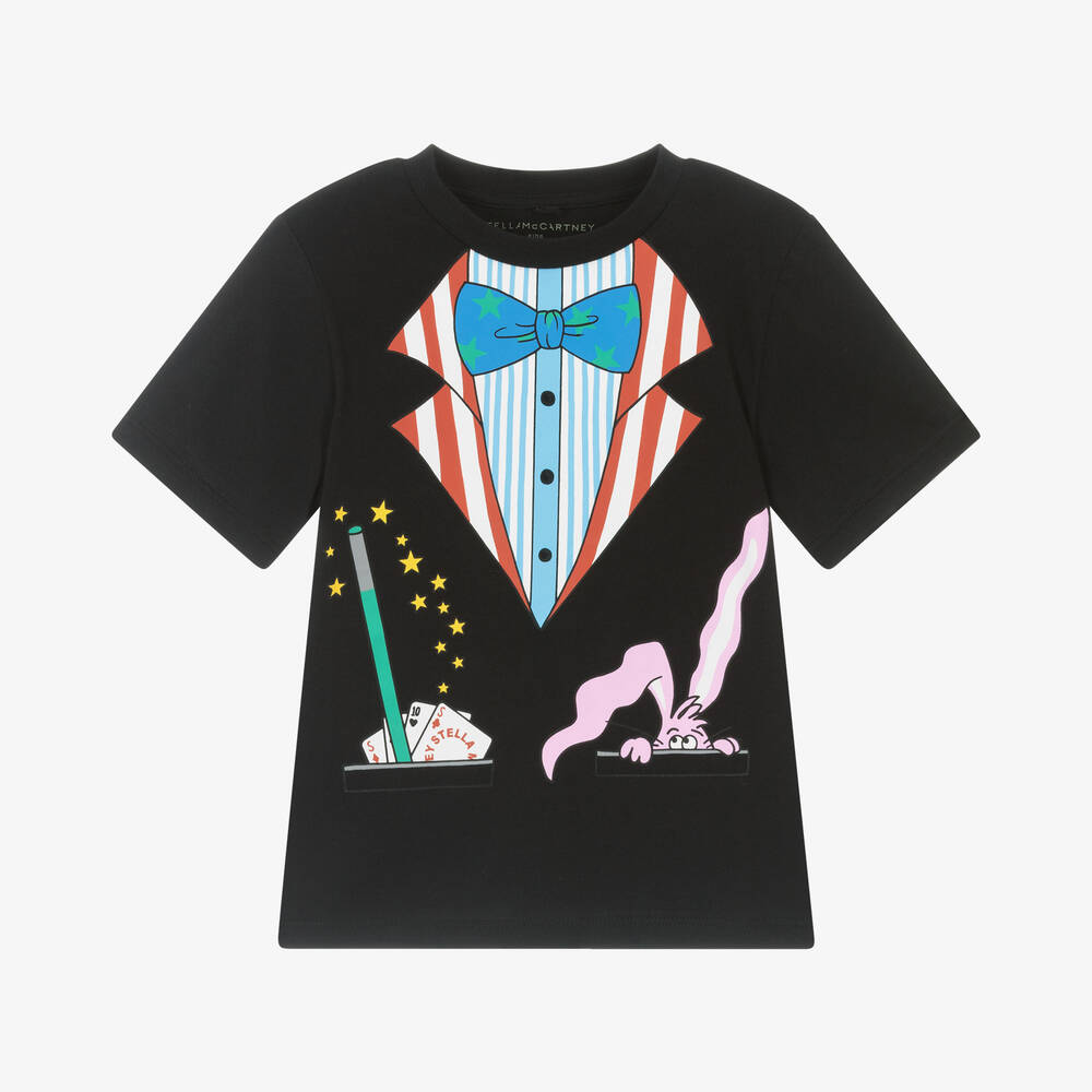 Stella McCartney Kids-Boys Black Cotton Magician T-Shirt | Childrensalon
